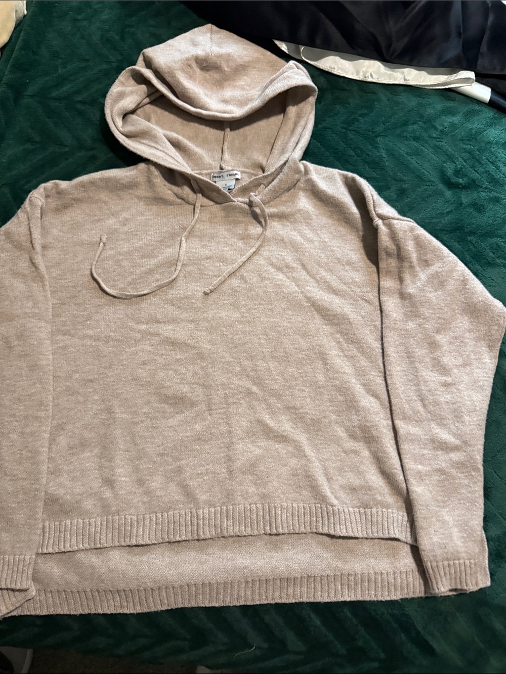 Sweet Romeo Hooded Knit Sweater in Stone Beige